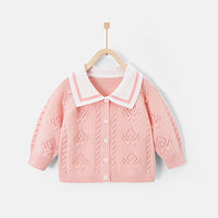 Load image into Gallery viewer, Baby Kid Girls Striped Crochet Cardigan Wholesale 220819366
