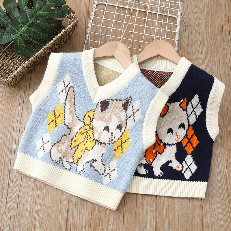 Baby Kid Unisex Cartoon Crochet Vests Waistcoats Knitwear Wholesale 220819392