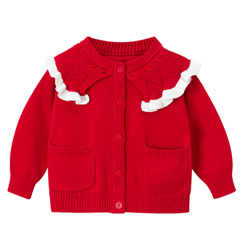 Baby Kid Girls Color-blocking Crochet Cardigan Knitwear Wholesale 220819412