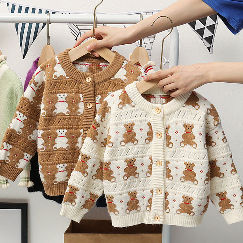 Baby Kid Girls Cartoon Crochet Cardigan Knitwear Wholesale 22081943