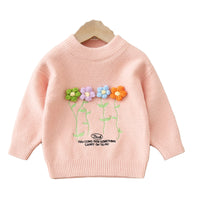 Load image into Gallery viewer, Baby Kid Girls Letters Flower Embroidered Sweaters Wholesale 220819473
