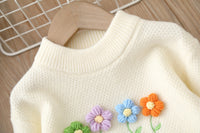 Load image into Gallery viewer, Baby Kid Girls Letters Flower Embroidered Sweaters Wholesale 220819473
