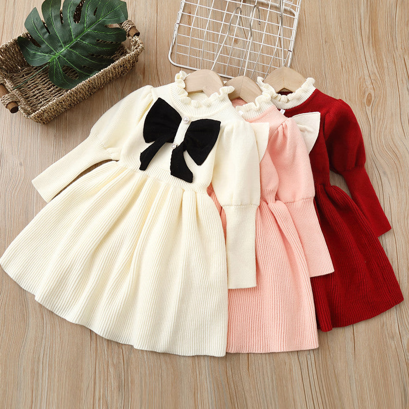 Baby Kid Girls Solid Color Bow Dresses Wholesale 220819501