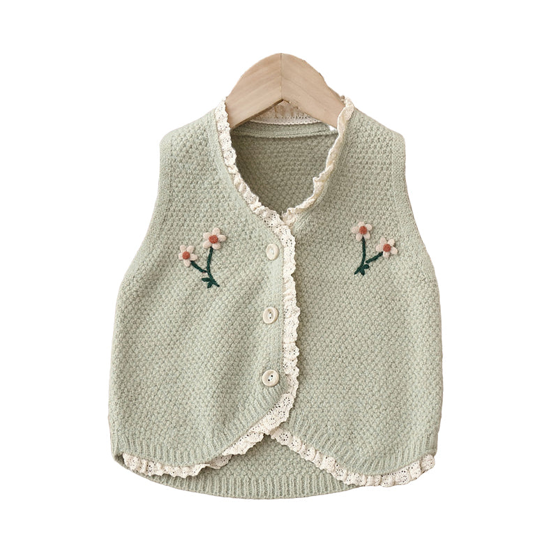 Baby Kid Girls Flower Lace Vests Waistcoats Knitwear Wholesale 220819506