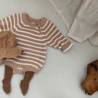 Load image into Gallery viewer, Baby Kid Unisex Striped Crochet Rompers Wholesale 220819520
