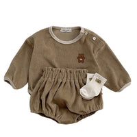 Load image into Gallery viewer, 2 Pieces Set Baby Kid Boys Cartoon Tops And Solid Color Shorts Wholesale 220819531
