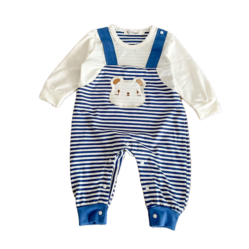 Baby Kid Unisex Striped Animals Jumpsuits Wholesale 220819588