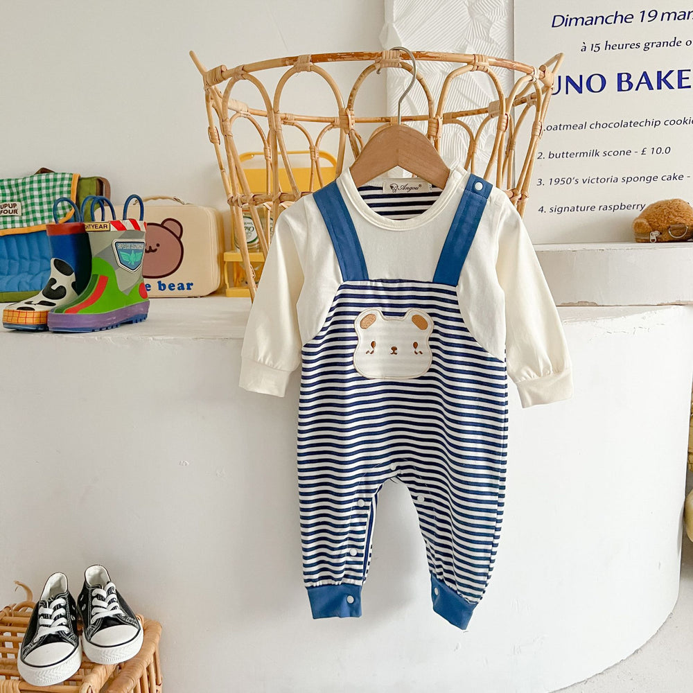 Baby Kid Unisex Striped Animals Jumpsuits Wholesale 220819588