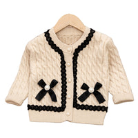 Load image into Gallery viewer, 2 Pieces Set Baby Kid Girls Bow Cardigan And Solid Color Skirts Wholesale 220819593
