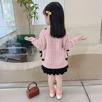 Load image into Gallery viewer, 2 Pieces Set Baby Kid Girls Bow Cardigan And Solid Color Skirts Wholesale 220819593
