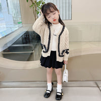 Load image into Gallery viewer, 2 Pieces Set Baby Kid Girls Bow Cardigan And Solid Color Skirts Wholesale 220819593
