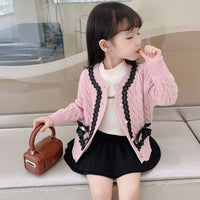 Load image into Gallery viewer, 2 Pieces Set Baby Kid Girls Bow Cardigan And Solid Color Skirts Wholesale 220819593
