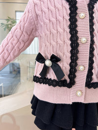 Load image into Gallery viewer, 2 Pieces Set Baby Kid Girls Bow Cardigan And Solid Color Skirts Wholesale 220819593
