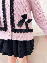 Load image into Gallery viewer, 2 Pieces Set Baby Kid Girls Bow Cardigan And Solid Color Skirts Wholesale 220819593
