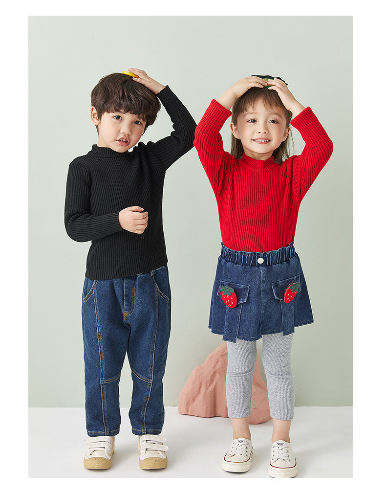 Baby Kid Girls Boys Solid Color Muslin&Ribbed Sweaters Wholesale 220823118