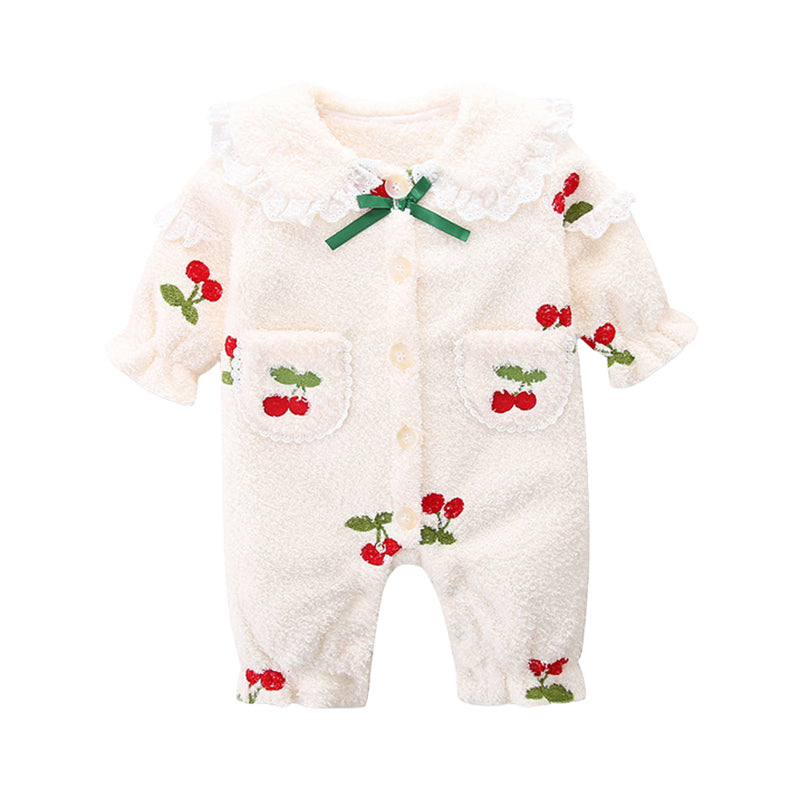 Baby Girls Fruit Bow Lace Jumpsuits Wholesale 220823150