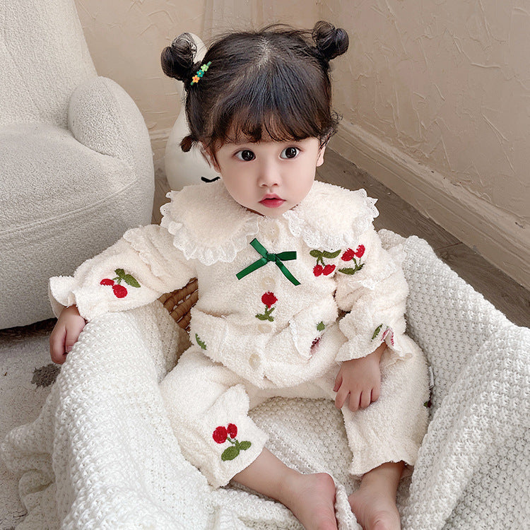 Baby Girls Fruit Bow Lace Jumpsuits Wholesale 220823150