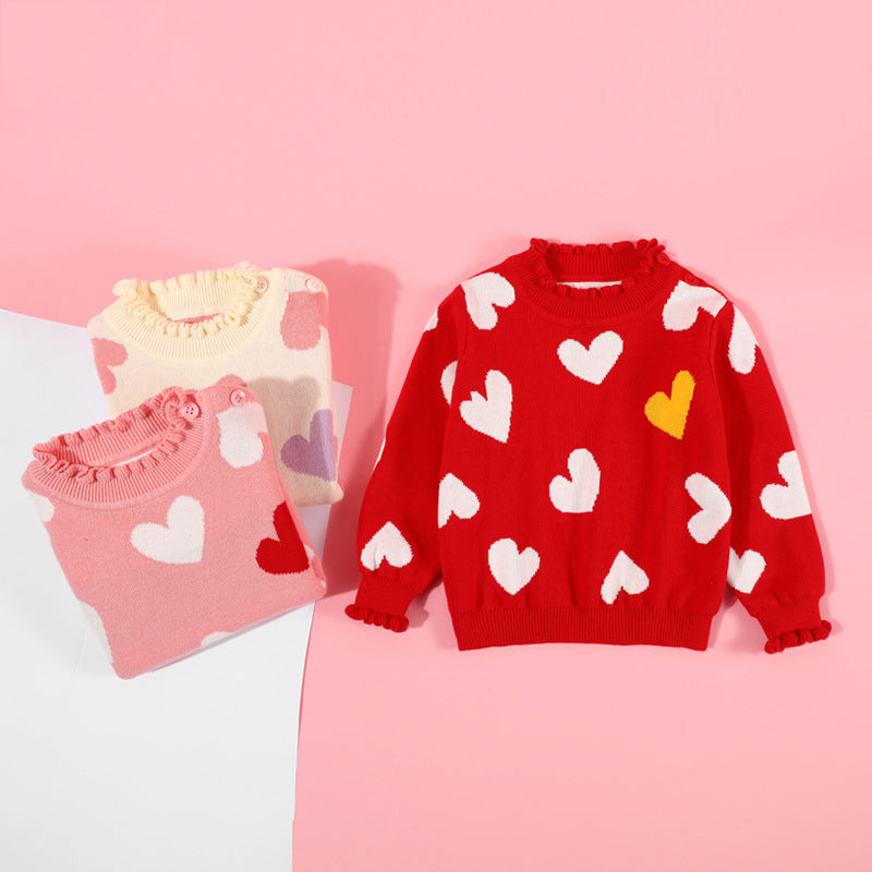 Baby Kid Girls Love heart Sweaters Knitwear Wholesale 220823160