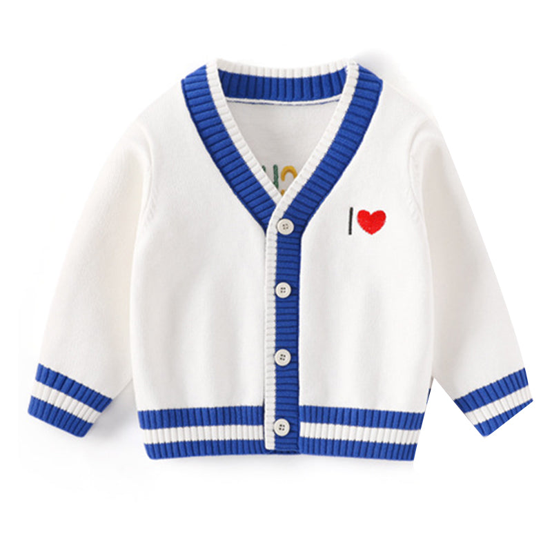 Baby Kid Unisex Letters Love heart Embroidered Cardigan Knitwear Wholesale 220823175