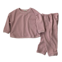Load image into Gallery viewer, 2 Pieces Set Baby Kid Girls Boys Solid Color Tops And Pants Wholesale 22082324
