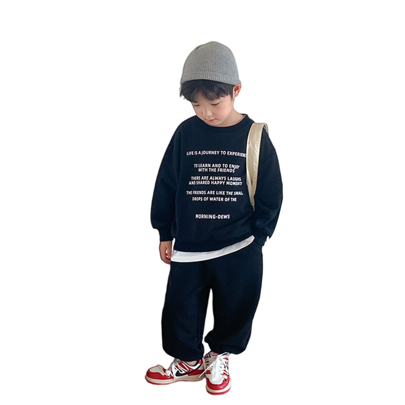 2 Pieces Set Baby Kid Boys Letters Hoodies Swearshirts And Solid Color Pants Wholesale 220823341