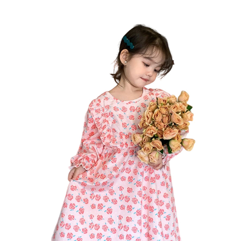 Baby Kid Girls Flower Print Dresses Wholesale 220823638