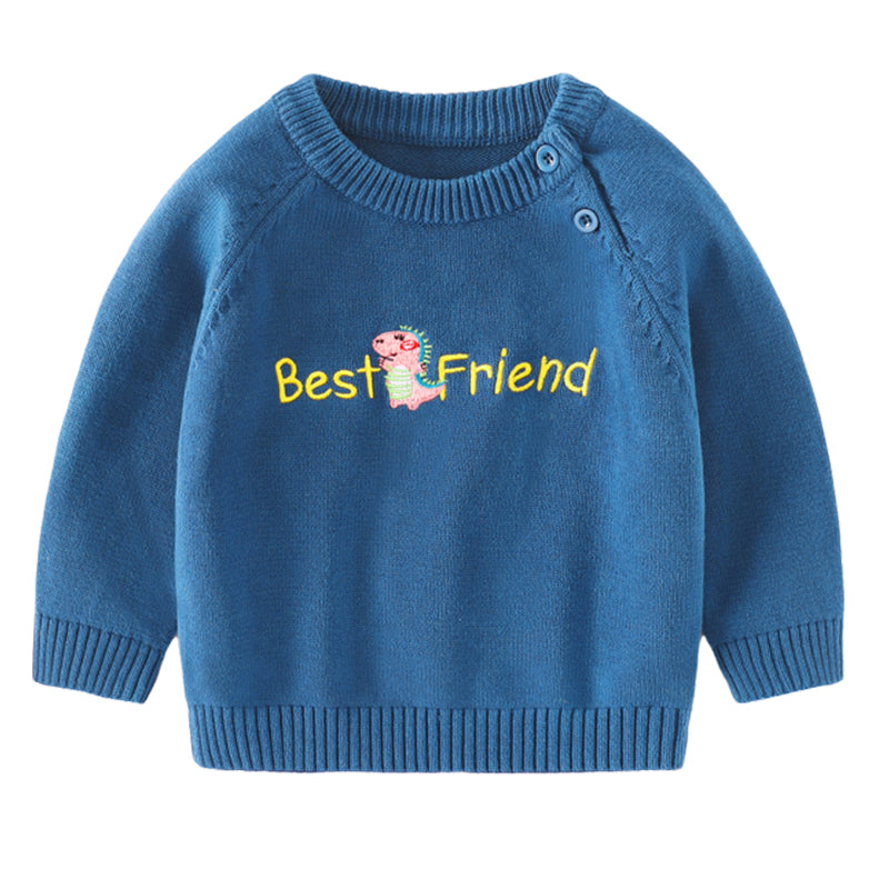 Baby Kid Unisex Dinosaur Embroidered Sweaters Wholesale 22082393