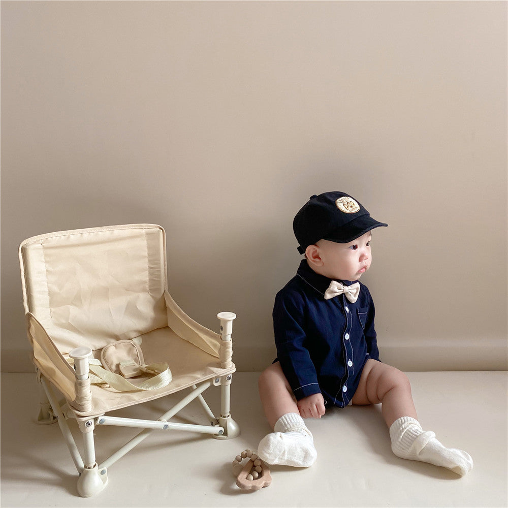 Baby Boys Solid Color Bow Rompers Wholesale 220824116