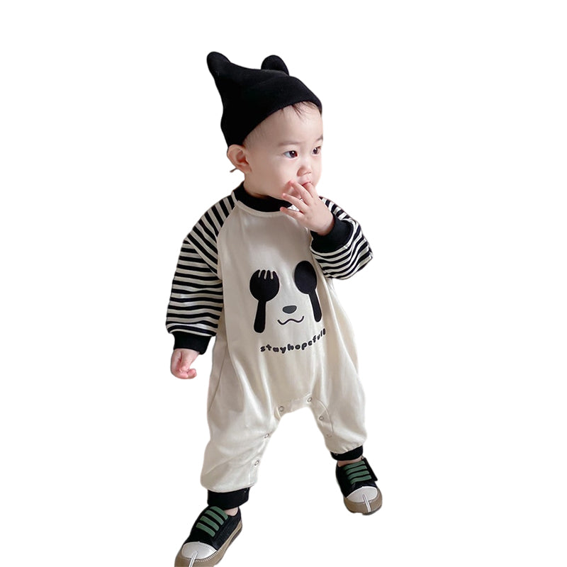 Baby Unisex Striped Cartoon Print Jumpsuits Wholesale 220824120