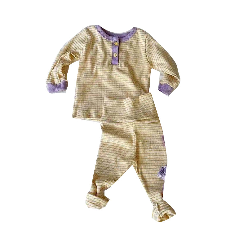 2 Pieces Set Baby Unisex Color-blocking Tops And Striped Pants Wholesale 220824275