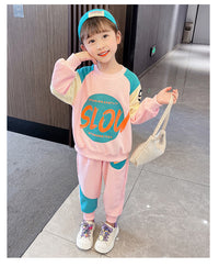 Load image into Gallery viewer, 2 Pieces Set Baby Kid Girls Color-blocking Hoodies Swearshirts And Pants Wholesale 220824365
