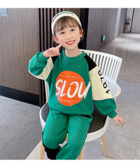 Load image into Gallery viewer, 2 Pieces Set Baby Kid Girls Color-blocking Hoodies Swearshirts And Pants Wholesale 220824365
