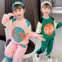 Load image into Gallery viewer, 2 Pieces Set Baby Kid Girls Color-blocking Hoodies Swearshirts And Pants Wholesale 220824365
