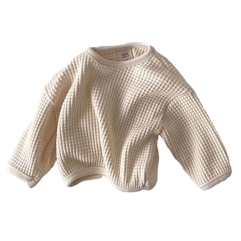 Baby Unisex Solid Color Waffle Tops Wholesale 22082465