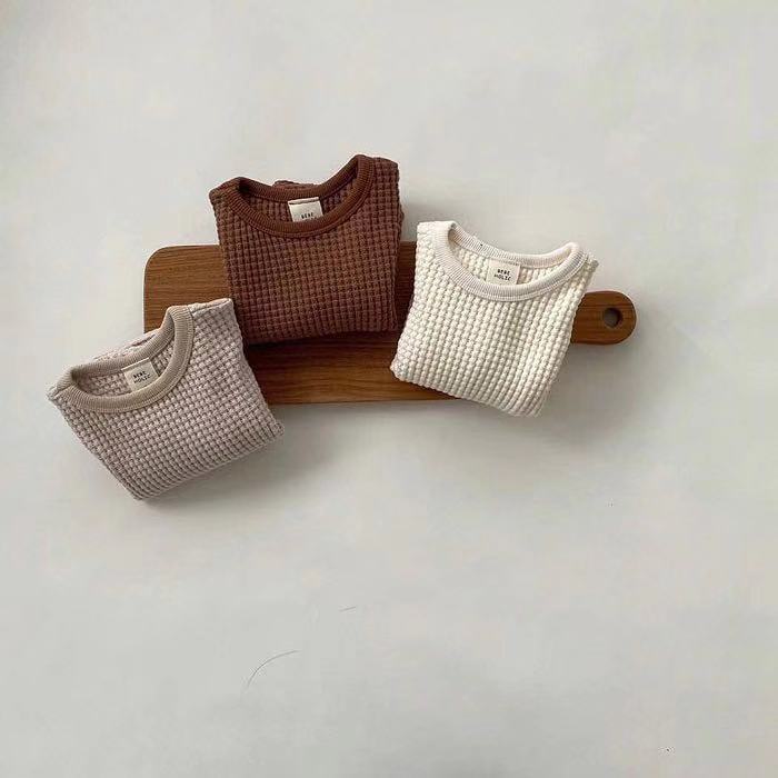 Baby Unisex Solid Color Waffle Tops Wholesale 22082465