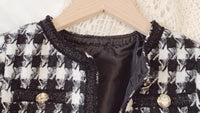 Load image into Gallery viewer, 2 Pieces Set Baby Kid Girls Houndstooth Jackets Outwears And Skirts Wholesale 220829117
