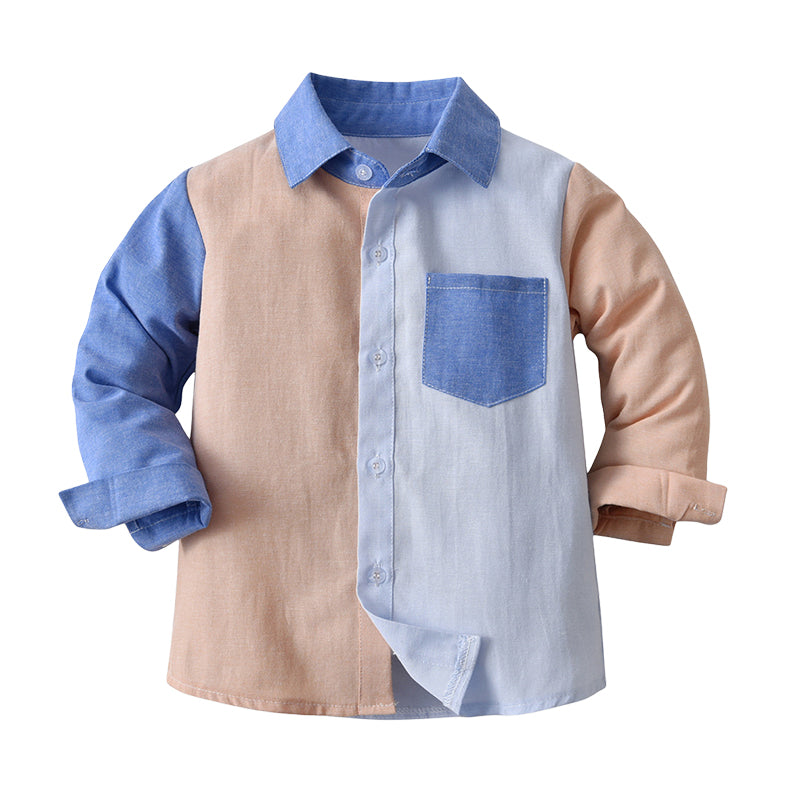 Baby Kid Boys Color-blocking Birthday Party Shirts Wholesale 220829168