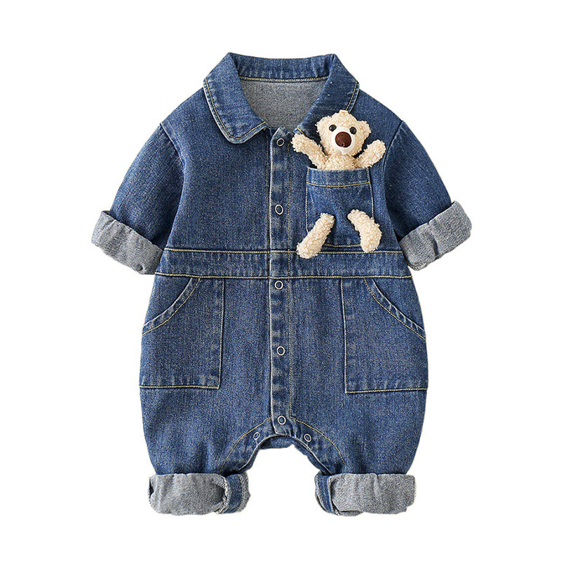 Baby Unisex Solid Color Cartoon Jumpsuits Wholesale 220829346