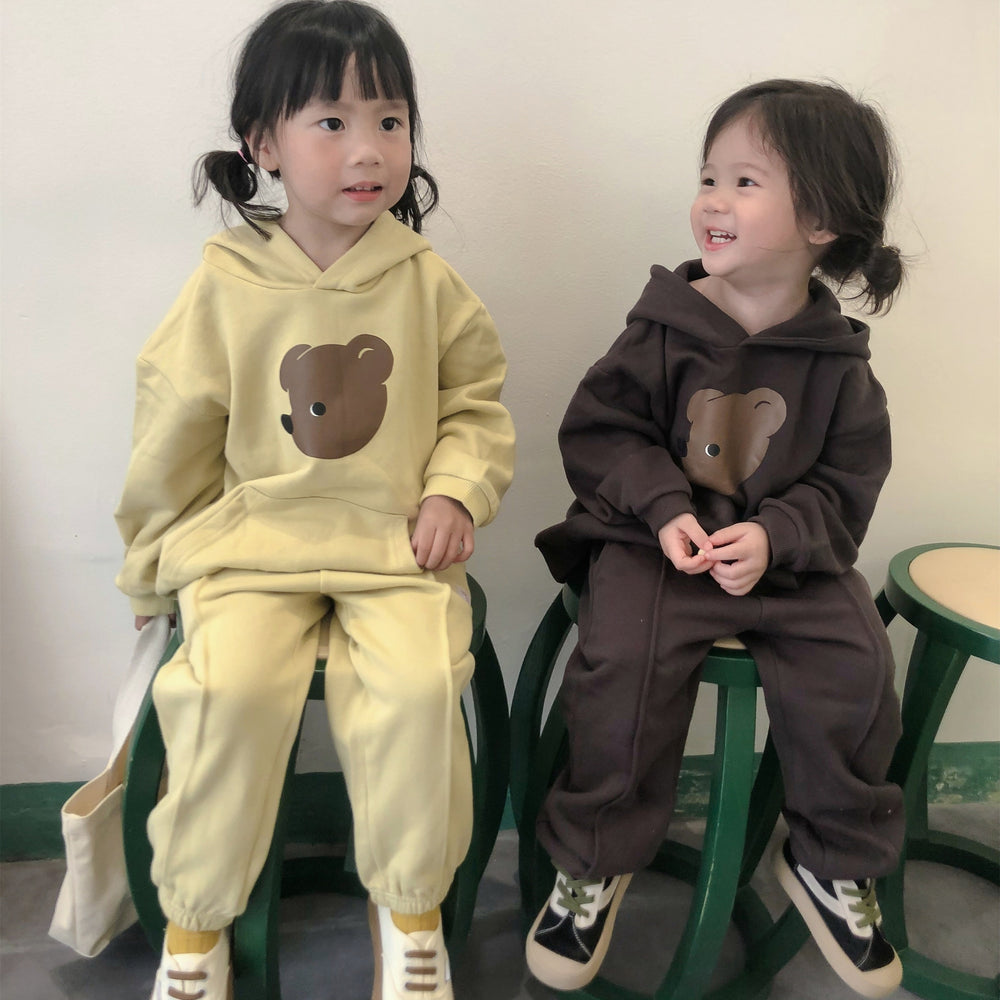 2 Pieces Set Baby Kid Girls Cartoon Hoodies Swearshirts And Solid Color Pants Wholesale 220829474