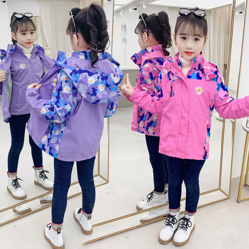 Kid Big Kid Girls Flower Expression Print Jackets Outwears Wholesale 22082952