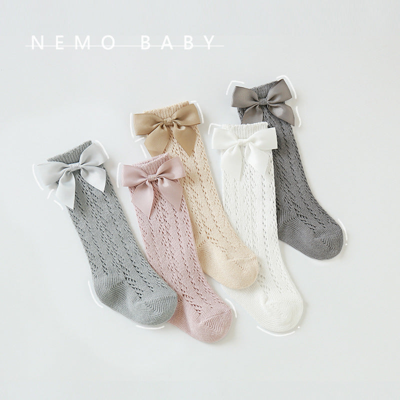 Girls Solid Color Bow Accessories Socks Wholesale 220831111