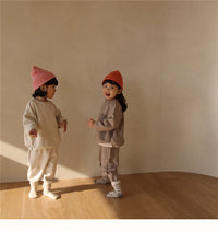 Load image into Gallery viewer, 2 Pieces Set Baby Kid Unisex Solid Color Hoodies Swearshirts And Pants Wholesale 220831166

