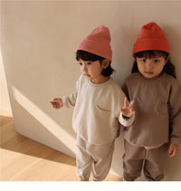 Load image into Gallery viewer, 2 Pieces Set Baby Kid Unisex Solid Color Hoodies Swearshirts And Pants Wholesale 220831166
