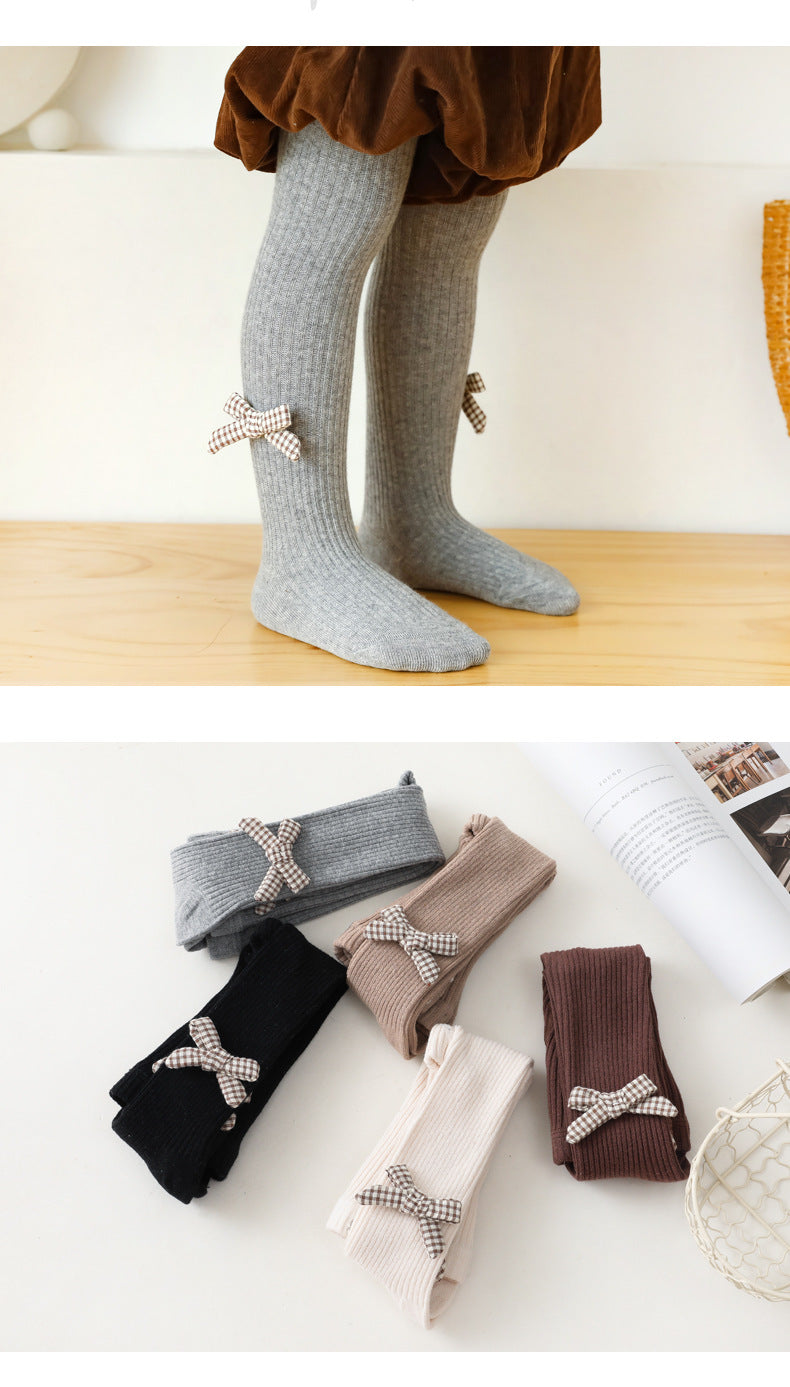 Baby Kid Girls Bow Muslin&Ribbed Accessories Socks Wholesale 220831176