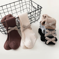 Load image into Gallery viewer, Baby Kid Girls Bow Muslin&amp;Ribbed Accessories Socks Wholesale 220831176
