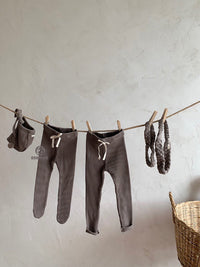 Load image into Gallery viewer, Baby Girls Striped Muslin&amp;Ribbed Ribbon Pants Leggings Wholesale 220831188
