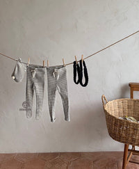 Load image into Gallery viewer, Baby Girls Striped Muslin&amp;Ribbed Ribbon Pants Leggings Wholesale 220831188
