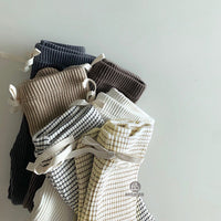 Load image into Gallery viewer, Baby Girls Striped Muslin&amp;Ribbed Ribbon Pants Leggings Wholesale 220831188
