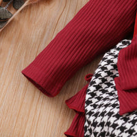 Load image into Gallery viewer, 3 Pieces Set Baby Girls Solid Color Muslin&amp;Ribbed Tops And Houndstooth Bow Rompers And Headwear Wholesale 220831196
