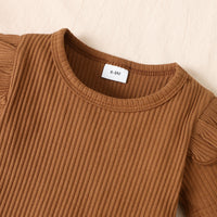 Load image into Gallery viewer, 3 Pieces Set Baby Girls Solid Color Muslin&amp;Ribbed Tops And Houndstooth Bow Rompers And Headwear Wholesale 220831196
